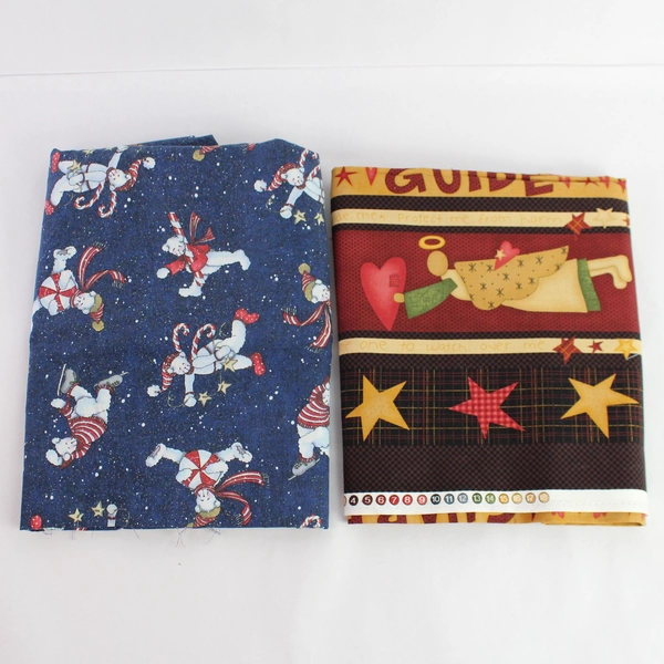 Lot of 5 Christmas Fabrics Holiday Craft Projects DIY Fabric Cutters