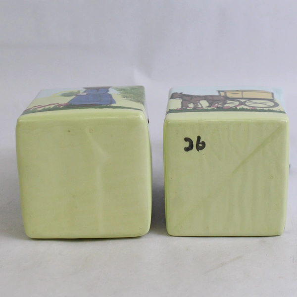 Lot Of 2 Matching Ceramic Milk Carton Cream and Sugar Hand Painted