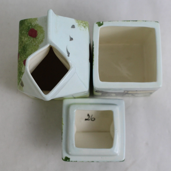 Lot Of 2 Matching Ceramic Milk Carton Cream and Sugar Hand Painted