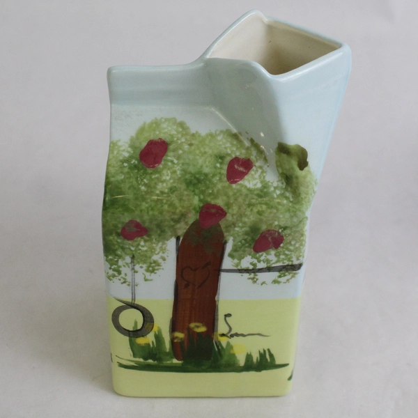 Lot Of 2 Matching Ceramic Milk Carton Cream and Sugar Hand Painted