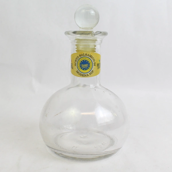 Empty Clear Glass Bottle Of Aceto Balsamico Di Modena Igp Decor