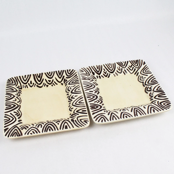 2 Laurie Gates Safari Zebra Square Salad Plates 8 Inch