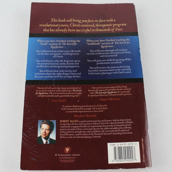 The Search for Significance by Robert S McGee 1998 Paperback - Good Condition