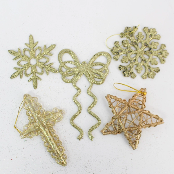 Lot of 38 Glittery Christmas Ornaments Various Holiday Designs