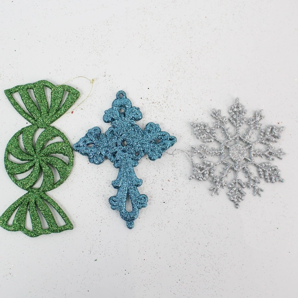 Lot of 38 Glittery Christmas Ornaments Various Holiday Designs