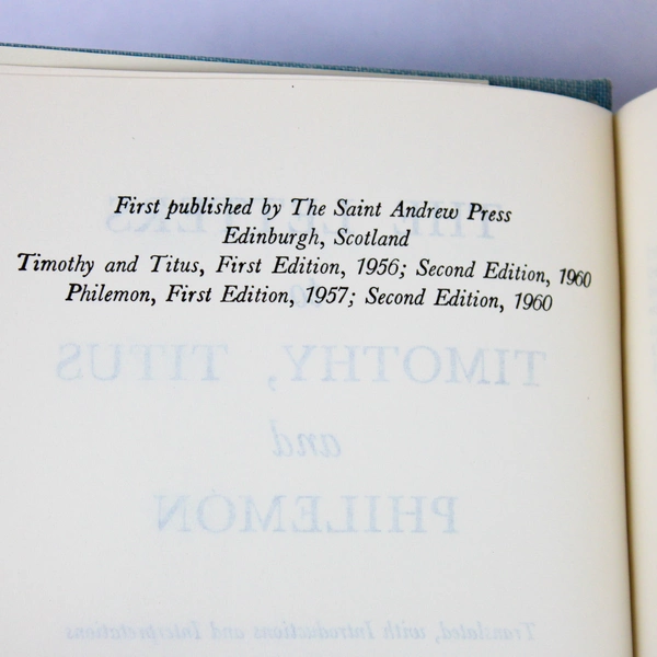 The Letters to Timothy Titus and Philemon 1960 Daily Study Bible Series HC DJ