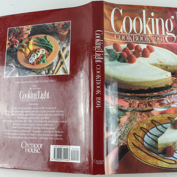 Cooking Light Oxmoor House 1993 Cookbook Hardcover - Good Condition
