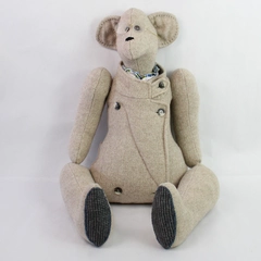 31.5 Inch Hand Made Stuffed Kangaroo Made From A Beige Tweed Wool Coat