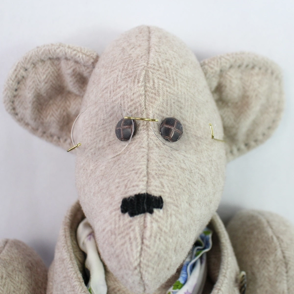 31.5 Inch Hand Made Stuffed Kangaroo Made From A Beige Tweed Wool Coat