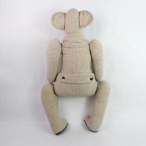 31.5 Inch Hand Made Stuffed Kangaroo Made From A Beige Tweed Wool Coat