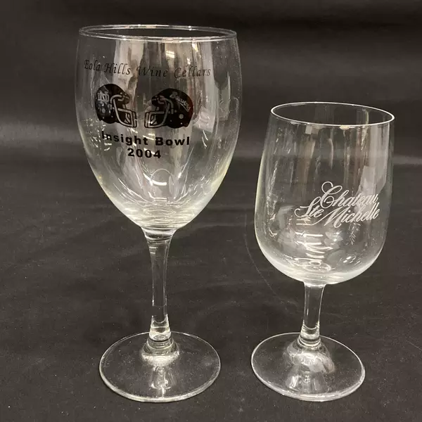 Lot of 6 Assorted Crystal Wine Glasses Various Sizes And Logos