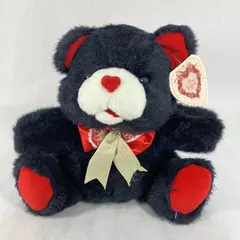 Cuddle Wit Valentine Bear Black & Red with Ear Tag 9.5" Plush Toy