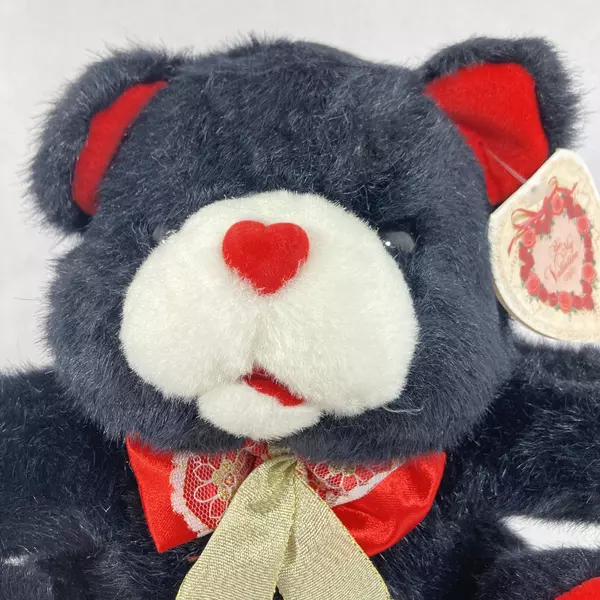 Cuddle Wit Valentine Bear Black & Red with Ear Tag 9.5" Plush Toy