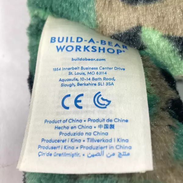 2017 Build a Bear Green Camouflage Teddy Bear Plush 17" Pre-Owned