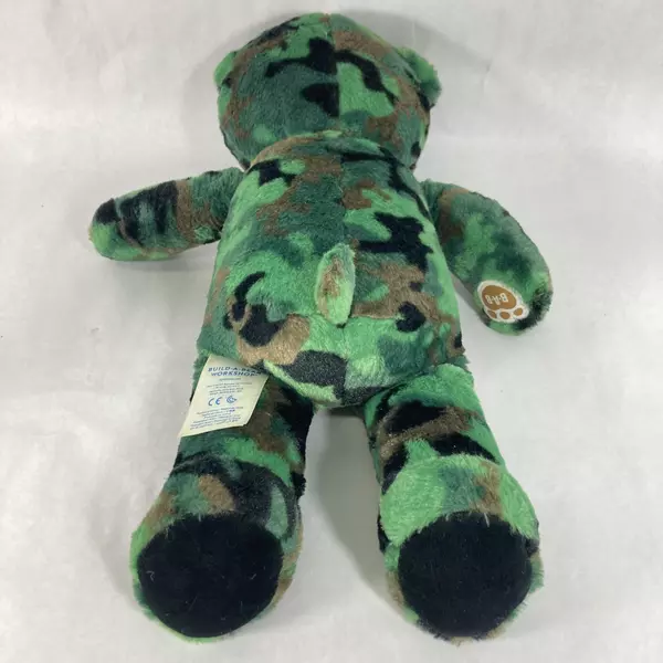 2017 Build a Bear Green Camouflage Teddy Bear Plush 17" Pre-Owned