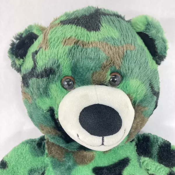 2017 Build a Bear Green Camouflage Teddy Bear Plush 17" Pre-Owned