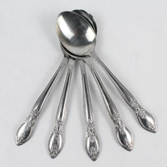 Lot of 5 Floral Pattern Stainless Steel Tablespoons Pre-owned Charm