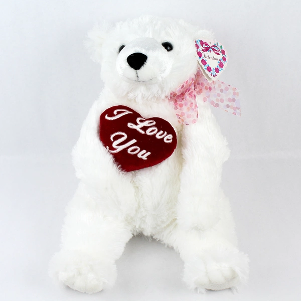 Fine Toy Valentine's Day Sitting Polar Bear Stuffed Animal With Tag 13"