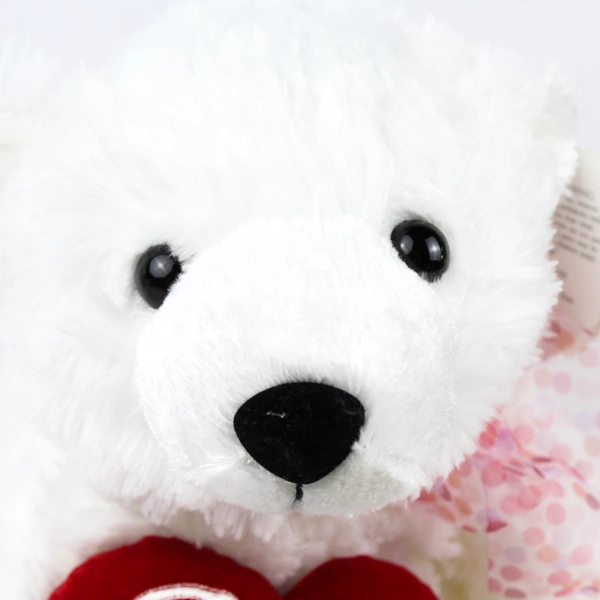 Fine Toy Valentine's Day Sitting Polar Bear Stuffed Animal With Tag 13"