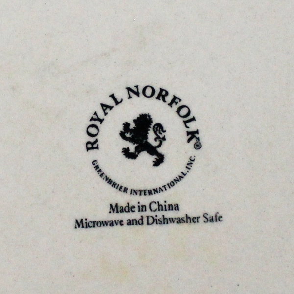 Set of 2 Royal Norfolk Dinner Plates Blue And Brown Stripes & Flowers 11 Inch