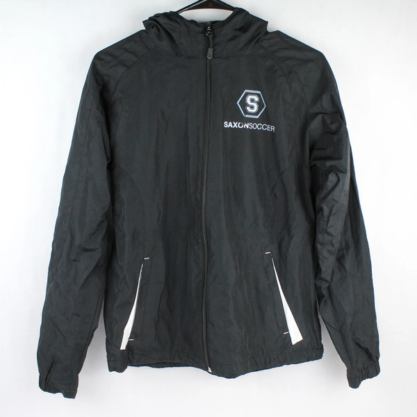 Sport-Tek Saxon Soccer Women's Black Full-Zip Windbreaker Size S - Pre-Owned