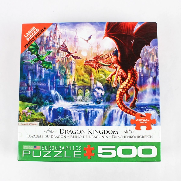 Dragon Kingdom 500 Large Piece Jigsaw Puzzle Eurographics 19 x 27 Complete