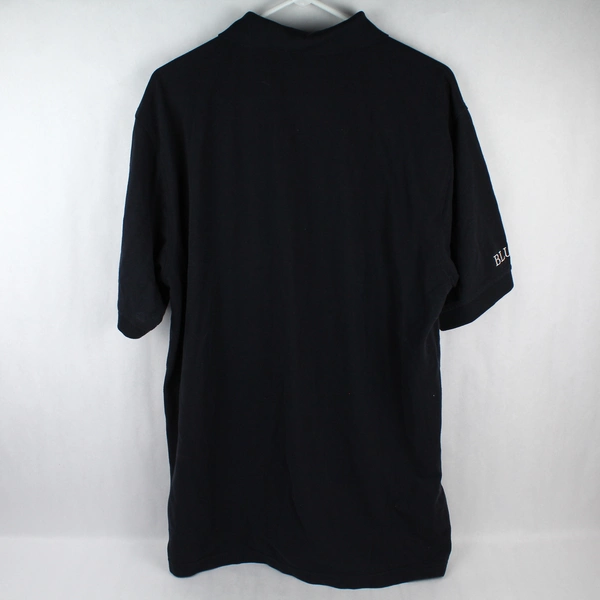 Harriton Men's XL Black Short-Sleeve Polo Shirt with Embroidered Buffalo Design