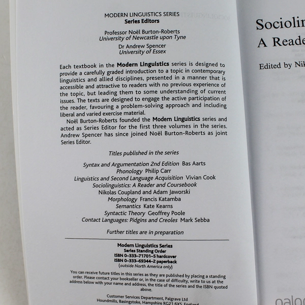 Sociolinguistics: A Reader and Coursebook by Coupland & Jaworski, 1997 PB