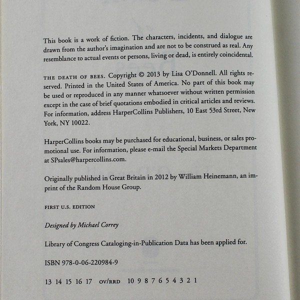 The Death of Bees by Lisa O'Donnell 2013 Hardcover - Good Condition Novel