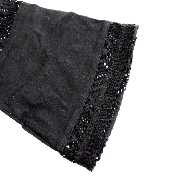 Roxy Long Sleeve Top Shirt Black Crochet Accent Size Small