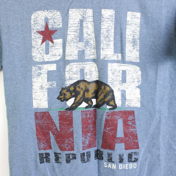 Gildan Men's California Republic T Shirt Top Size Small Blue Graphic Print
