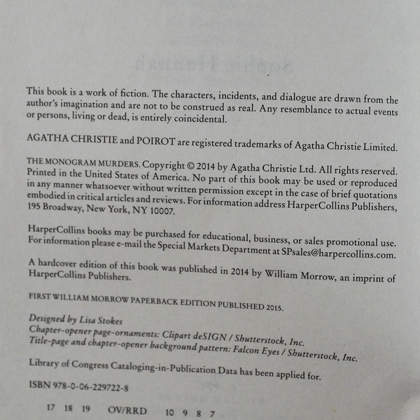 Monogram Murders A New Hercule Poirot Mystery Agatha Christie Hannah 2014 PB