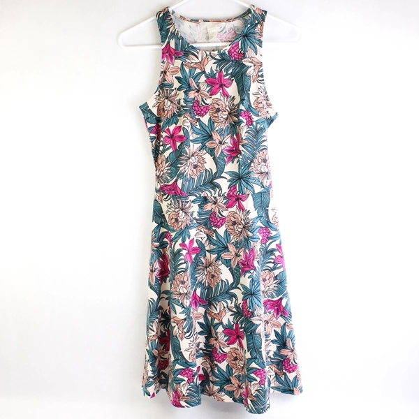 H&M Sleeveless Fit and Flare Floral Dress Size Small Pink