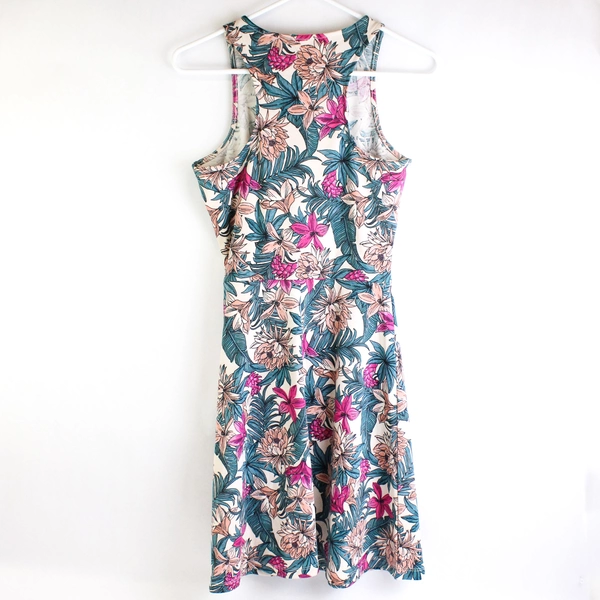 H&M Sleeveless Fit and Flare Floral Dress Size Small Pink