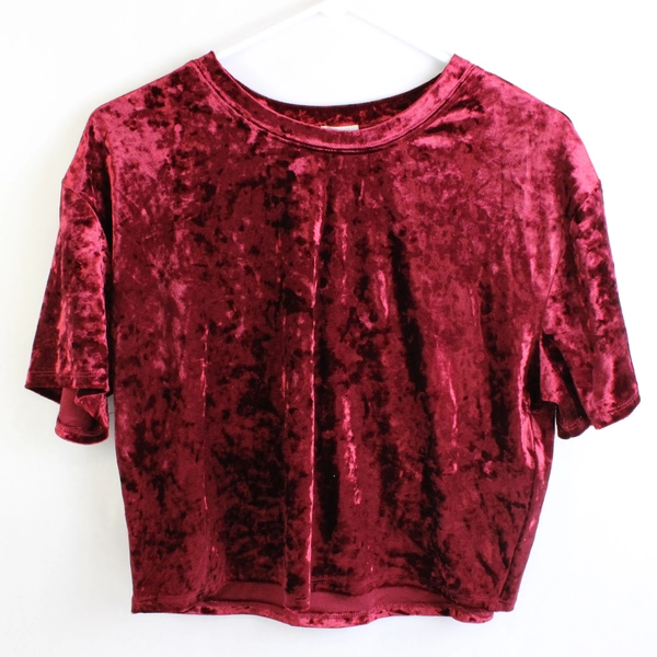 Garage Red Velvet Crop Top Short Sleeve Size Large