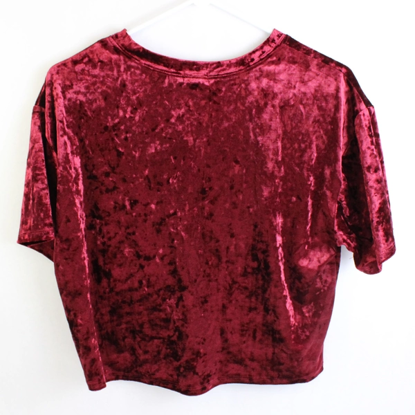 Garage Red Velvet Crop Top Short Sleeve Size Large