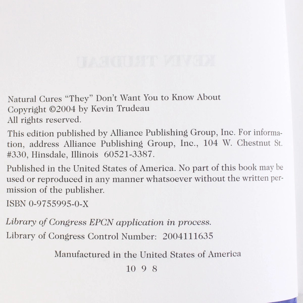 Natural Cures They Don't Want You to Know about by Kevin Trudeau 2004