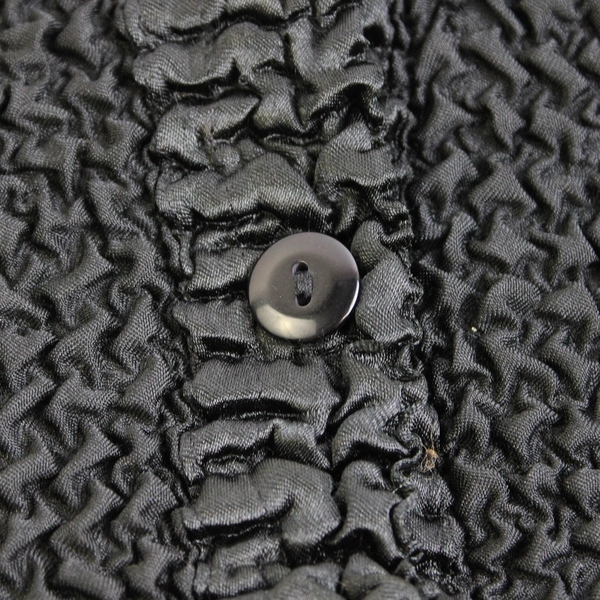 Dressbarn Black Crinkle Blouse Button Front Shoulder Pads Size S Polyester