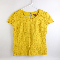 Merona Yellow Short Sleeve Top Shirt Size Small Keyhole Back