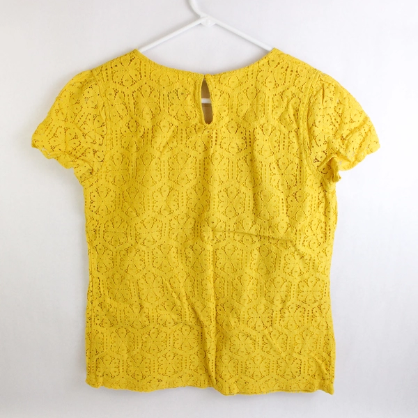 Merona Yellow Short Sleeve Top Shirt Size Small Keyhole Back