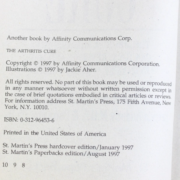 The Arthritis Cure Hardcover By Jason Theodosakis 1997