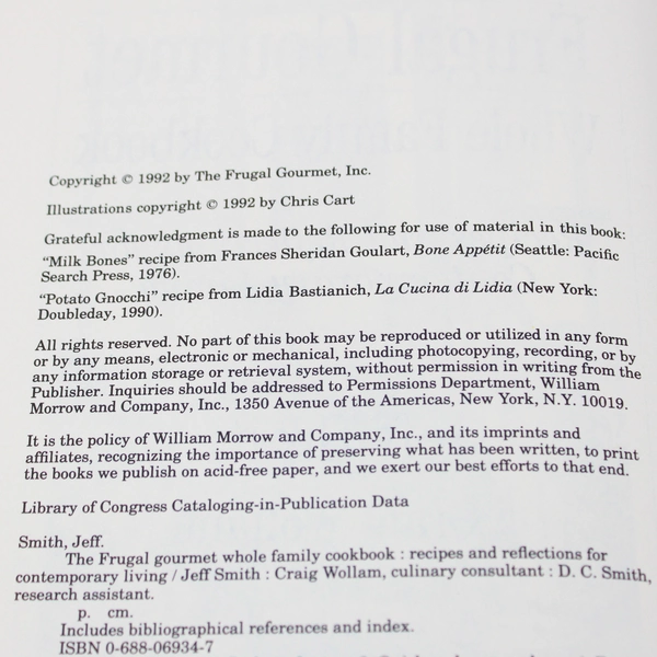 Jeff Smith The Frugal Gourmet Whole Family Cookbook 1992 Hardcover Dust Jacket