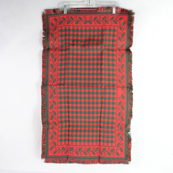 Unbranded Christmas Woven Linen w/ Fringe Trim Reversable Tablecloth 34" x 19"