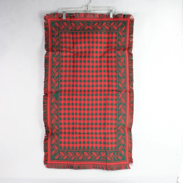 Unbranded Christmas Woven Linen w/ Fringe Trim Reversable Tablecloth 34" x 19"