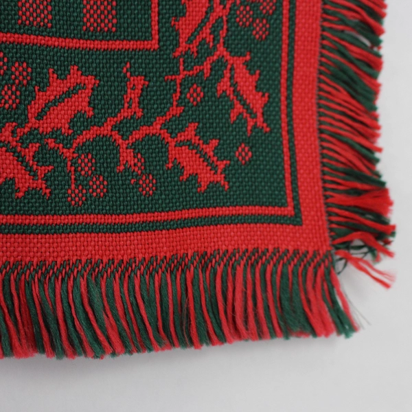 Unbranded Christmas Woven Linen w/ Fringe Trim Reversable Tablecloth 34" x 19"