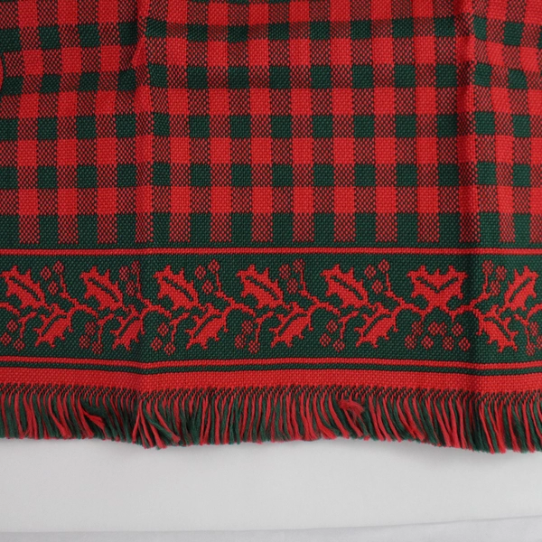 Unbranded Christmas Woven Linen w/ Fringe Trim Reversable Tablecloth 34" x 19"