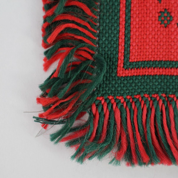 Unbranded Christmas Woven Linen w/ Fringe Trim Reversable Tablecloth 34" x 19"