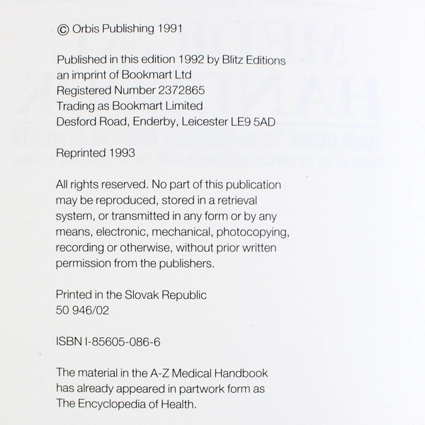 The A-Z Medical Handbook Blitz Edition 1992