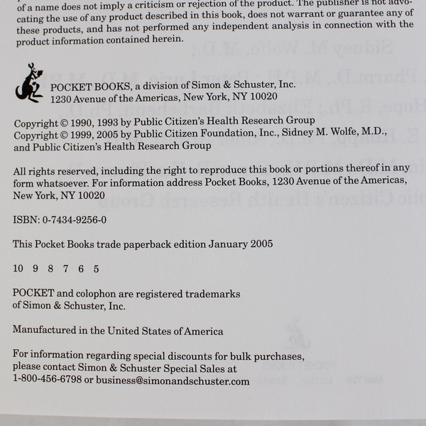 Worst Pills Best Pills 2005 Public Citizen's Health Research Group Paperback