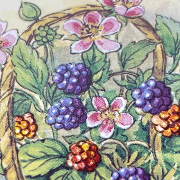 Wood 'N' Toys Handmade Cork Back Tile Trivet Basket Black Berries 8.75 Inch